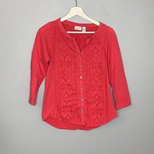 Chico's Pink Blouse Sz 0 Embroidered‎